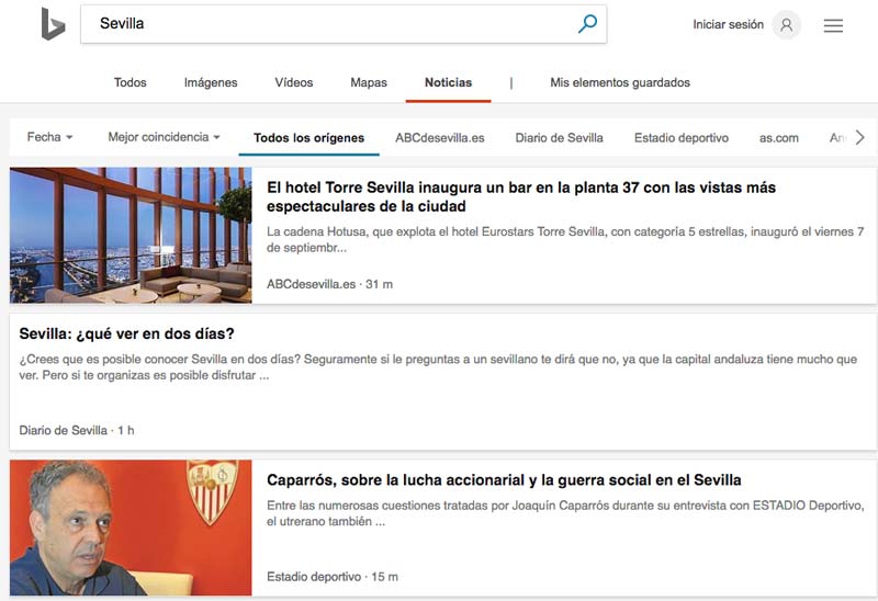 Bing ofrece mejores y más actualizadas noticias que el buscador de noticias de Google