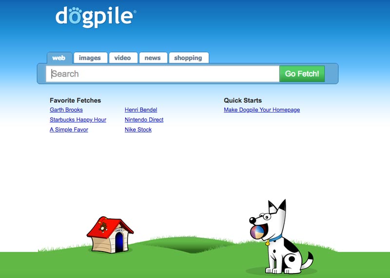 Dogpile se caracteriza por su simpleza, y por aglutinar los resultados de otros buscadores