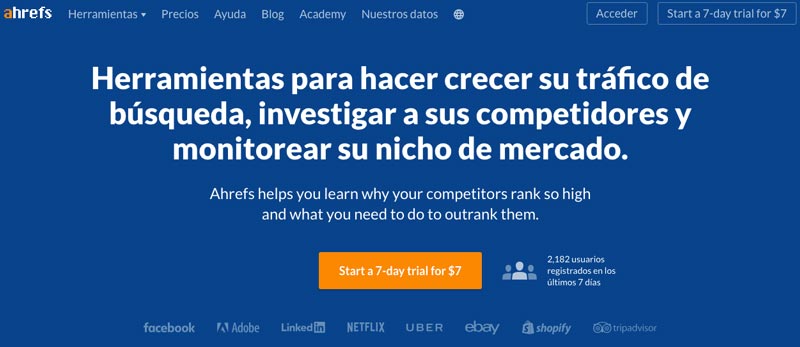 herramientas para analizar competidores en internete aHrefs