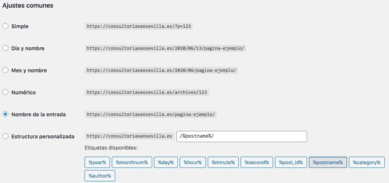 Configurar los permalinks en WordPress · Diseño Web Sevilla