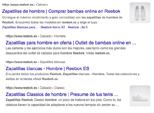 snippets resultados con miniaturas Google