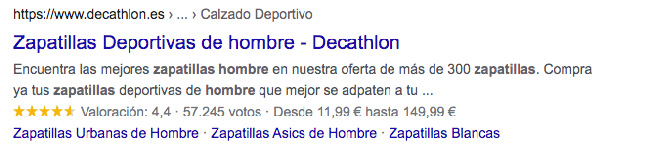 snippets resultados con miniaturas Google