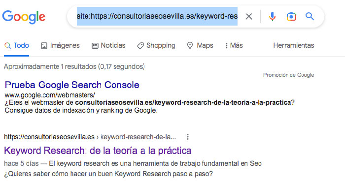 ¿Cómo saber si tu url está indexada?