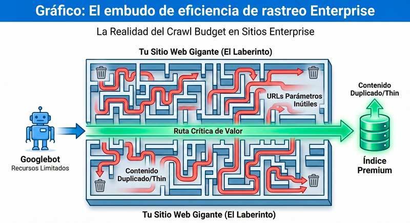 Tu sitio enterprise es demasiado grande para Google? La IA impone la 'Indexación Selectiva'. Descubre con nuestra auditoría de rastreabilidad cómo evitar que el 40% de tu web sea ignorado en 2026