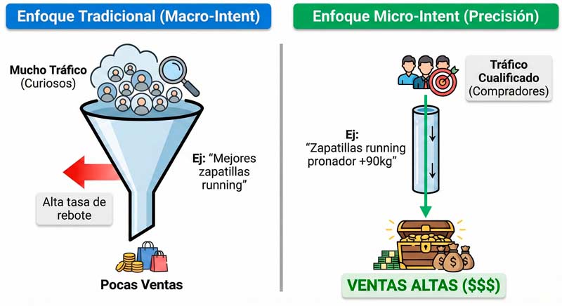 ¿Tu tráfico no convierte? Ignoras los micro-intents. Descubre cómo capturar búsquedas ultra-específicas de alta intención de compra que tu competencia pasa por alto