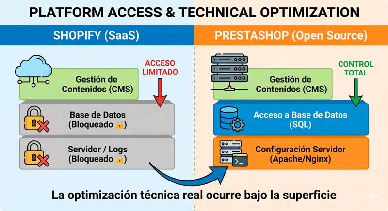 diferencias tecnicas entre shopify y prestashop